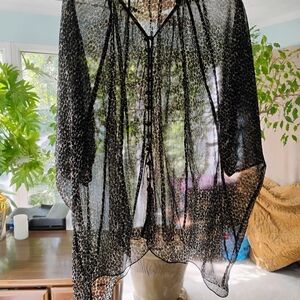 Nicole Richie Collection Black And Beige Sheer Print Blouse